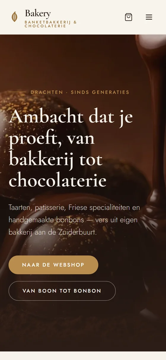 Chocolaterie-template — mobiele weergave