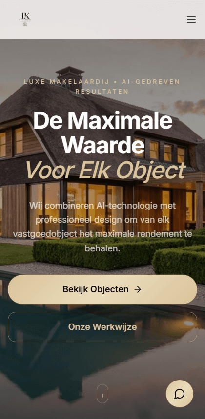 IK Makelaardij — mobiele weergave