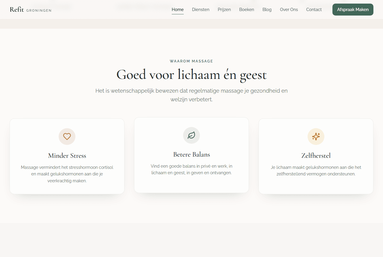 Refit Groningen — pagina tijdens scrollen