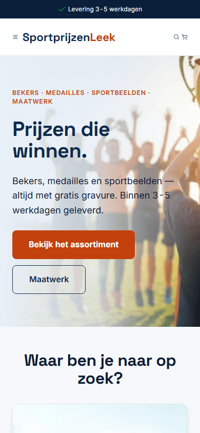 Sportprijzen Leek — mobiele weergave