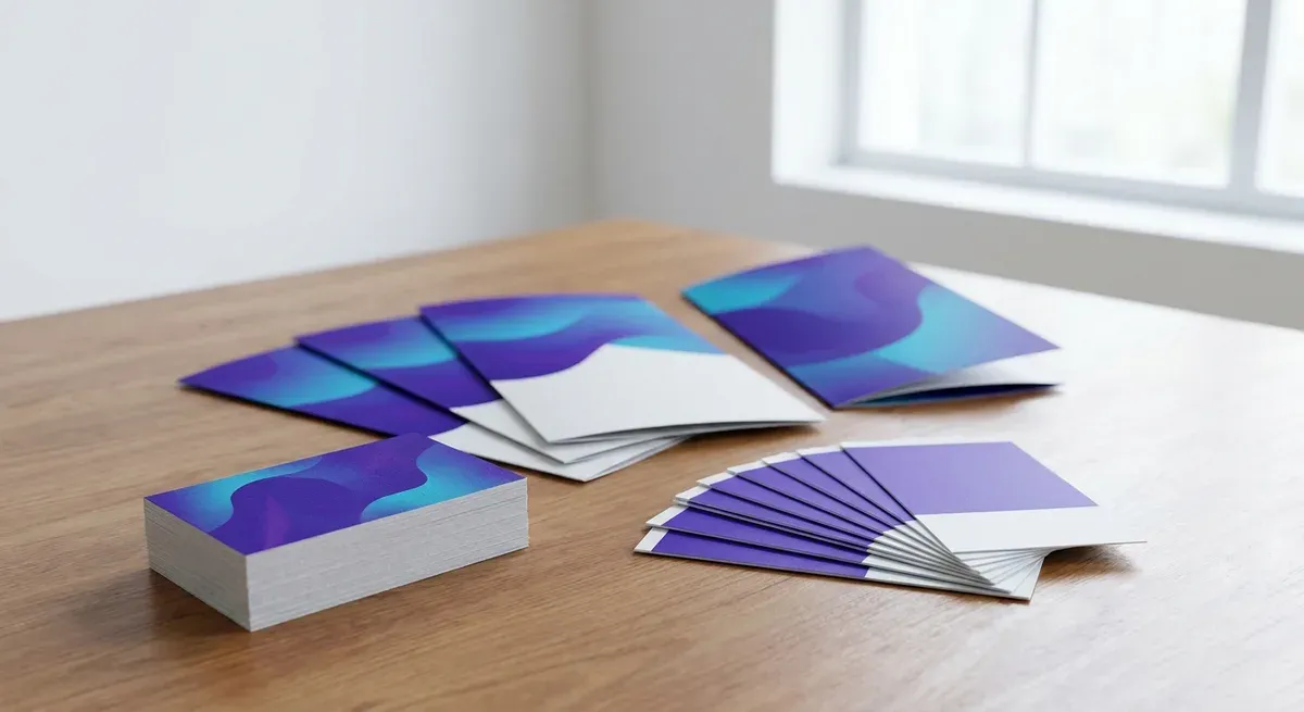 Stapel visitekaartjes en flyers in ontwerp — voorbeeldweergave