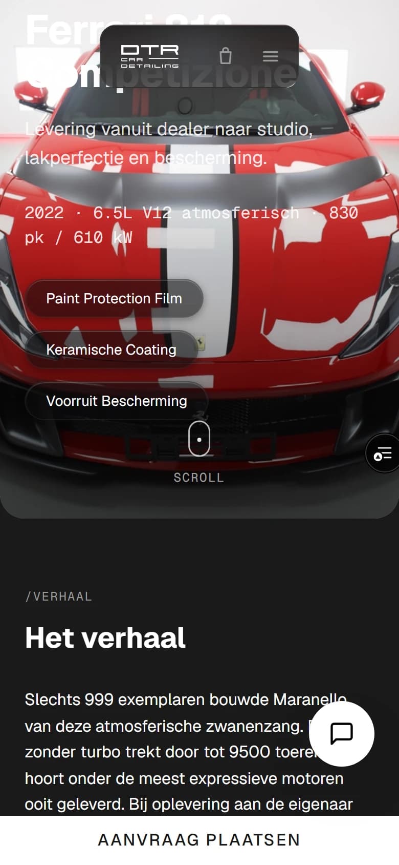 DTR Car Detailing — mobiele weergave, website door Studio Pep & Co