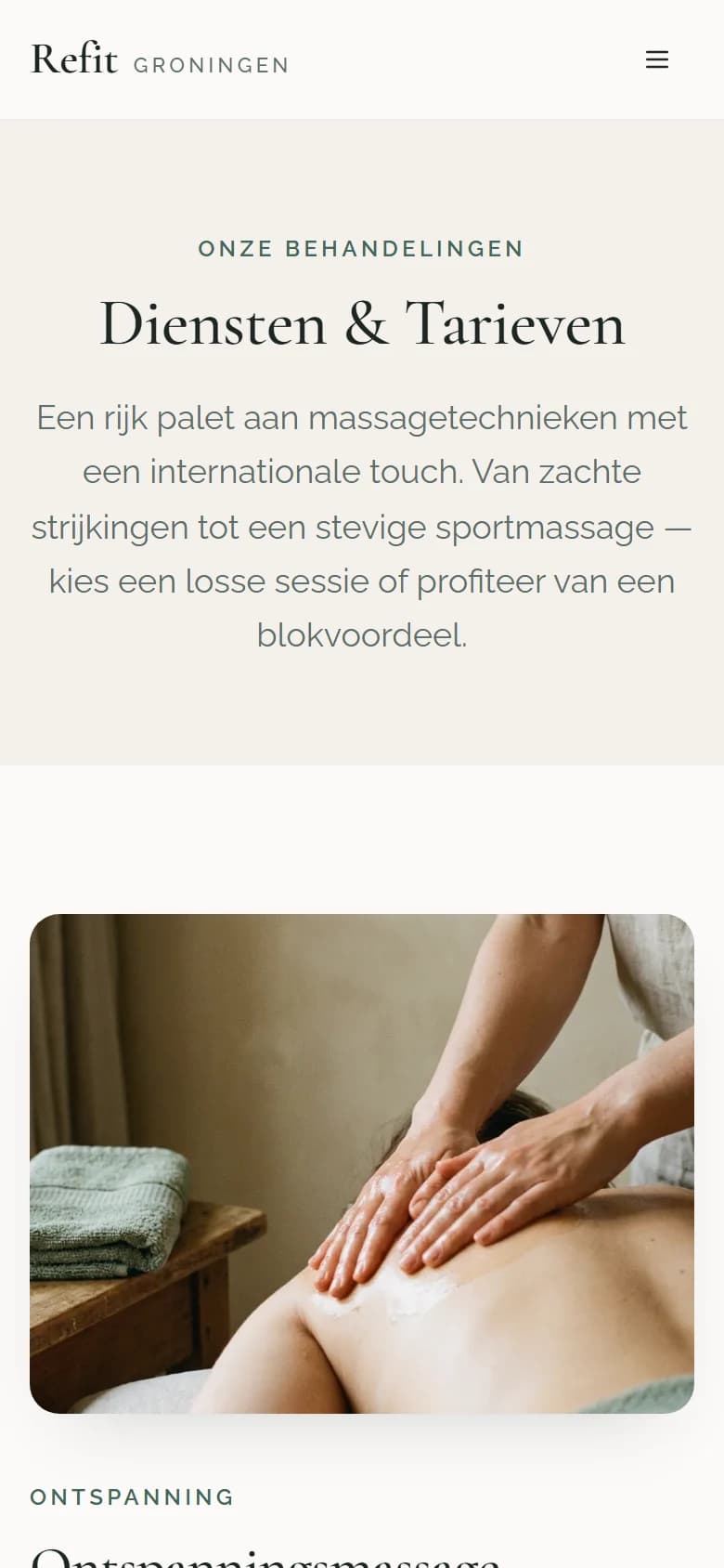Refit Groningen — mobiele weergave, website door Studio Pep & Co
